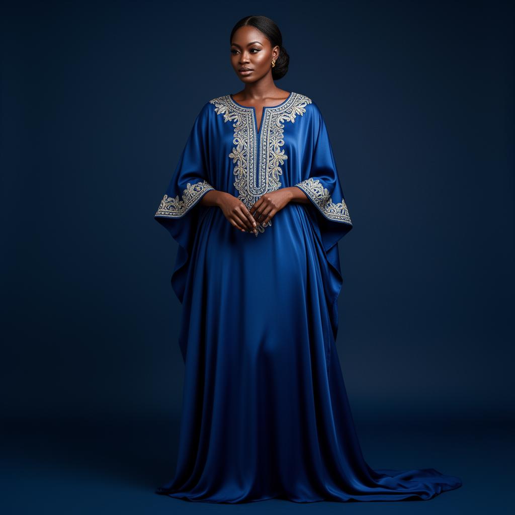 Caftan Saphir — Crêpe de soie bleu saphir